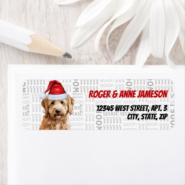 Étiquette Christmas Goldendoodle Amoureux des chiens Retour  (En situation)