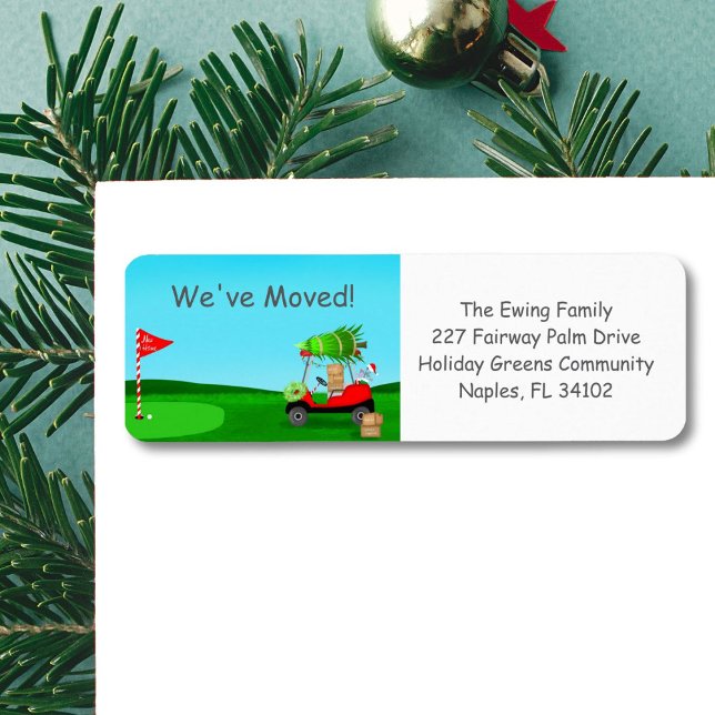 Étiquette Christmas Golf Cart With Moving Boxes Golf Course (Créateur téléchargé)