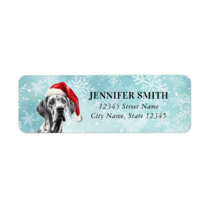 Étiquette Christmas Great Dane Chien Retourner l'adresse Éti