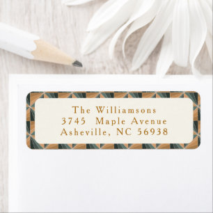 Étiquette Christmas Green Vintage Art déco Adresse de retour