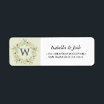 Étiquette Christmas Greenery Berries Monogramme Adresse de r<br><div class="desc">Végétation d'hiver baies feuilles couronnes de Noël étiquettes d'adresse de retour de Noël. Il vous suffit de customiser les étiquettes d'adresse de retour de Noël avec votre nom,  adresse et monogramme. Si vous avez besoin d'aide,  contactez-nous par l'intermédiaire de notre magasin.</div>