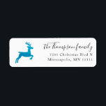 Étiquette Christmas Holiday Green Reindeer Return Adresse<br><div class="desc">Étiquette d'adresse de retour festive pour la saison de Noël avec une silhouette verte d'un renne.</div>