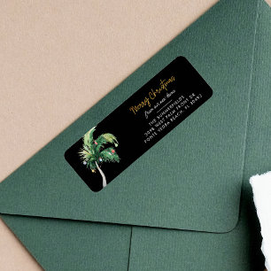 Étiquette Christmas Holidays Palm Tree Moving Return Adresse