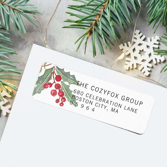 Étiquette Christmas Holly Berry Adresse de retour (Christmas Holly Berry Return Address Label)