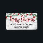 Étiquette Christmas Holly Berry Rustic Birch Adresse de reto<br><div class="desc">Christmas Holly Berry Rustic Birch Retourner l'adresse étiquette. Surprenez et apportez de la joie à vos proches et rendez la fête inoubliable avec cette collection : https://www.zazzle.com/collections/christmas_holly_berry-119710168027617178?rf=238259176291992805 Pour plus de personnalisation,  cliquez sur le lien "customiser plus" et utilisez notre outil de design pour modifier ce modèle.</div>