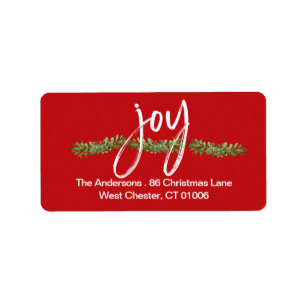 Étiquette Christmas Joy Modern Script Retourner l'adresse ét