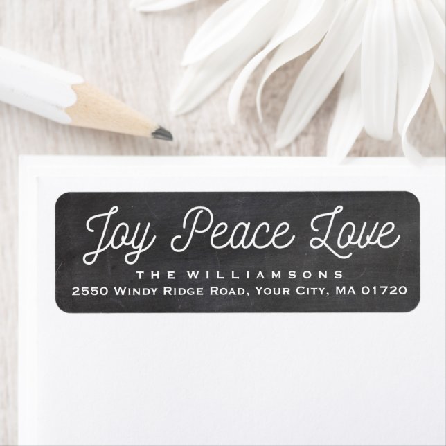 Étiquette Christmas Joy Peace Love Custom Chalkboard (En situation)