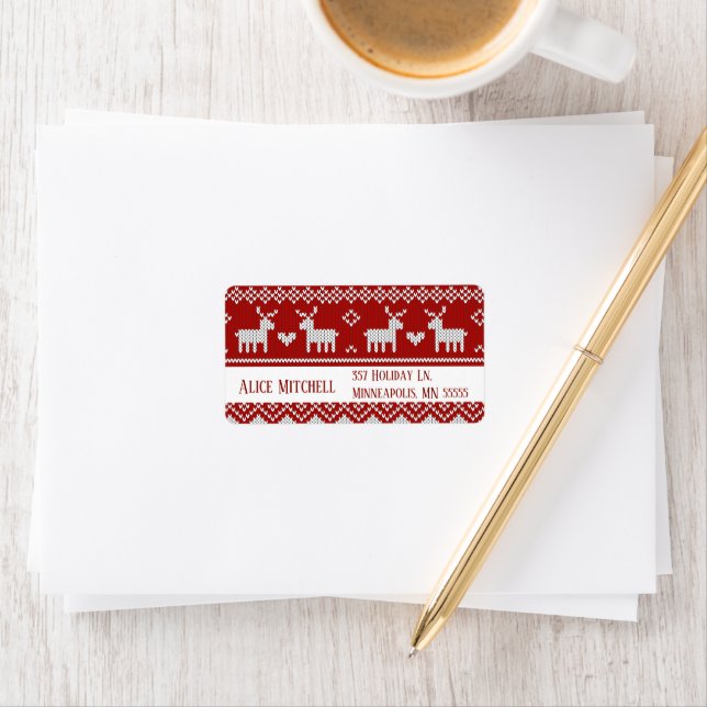 Étiquette Christmas Knitted Sweater Return Address Labels (En situation)
