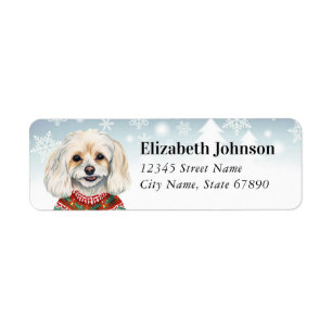 Étiquette Christmas Maltese Chien Retourner Adresse Étiquett