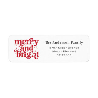 Étiquette Christmas Merry & Bright Return Address Label
