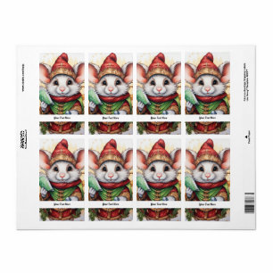Étiquette Christmas Mouse 47 Votre texte ici