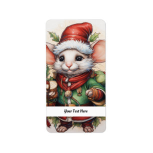 Étiquette Christmas Mouse 50 Votre texte ici