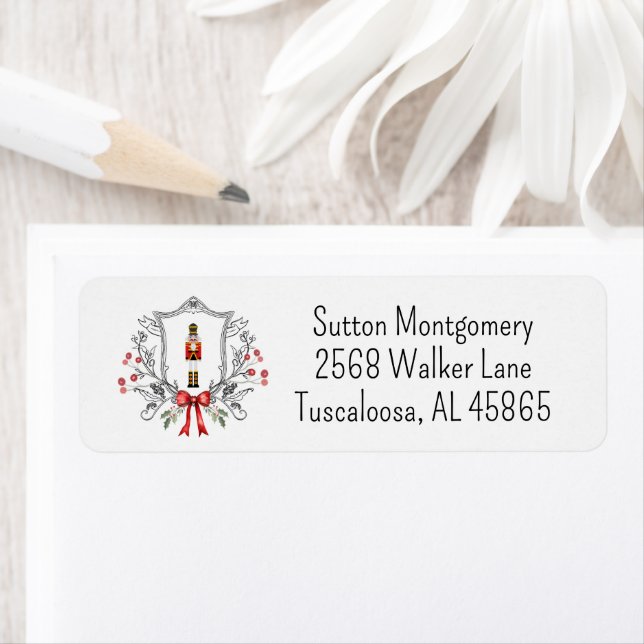 Étiquette Christmas Nutcracker Crest Adresse (En situation)