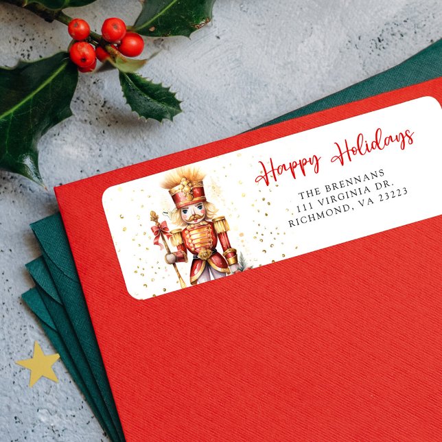 Étiquette Christmas Nutcracker Holiday Adresse de retour (Christmas Nutcracker Holiday Return Address Label)