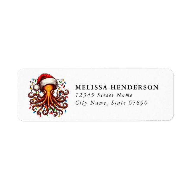 Étiquette Christmas Octopus Return Address Labels (Devant)