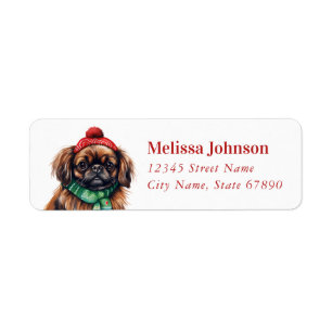 Étiquette Christmas Pekingese Chien Retourner Adresse Étique