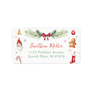 Étiquette Christmas Père Noël Gingpain de Noël Adresse de re