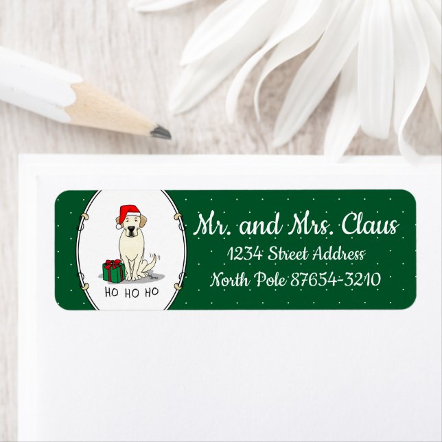 Étiquette Christmas Père Noël Yellow Labrador Retriever Cute (En situation)