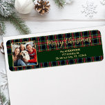 Étiquette Christmas Plaid Gold Family Photo Return Adresse<br><div class="desc">Tartan personnalisé Plaid Christmas Retours Adresse Étiquettes Ajoutez une touche d'élégance classique à votre correspondance de vacances avec nos étiquettes d'adresse de retour de Noël Plaid Tartan personnalisée. Parfaits pour répandre des réjouissances festives, ces étiquettes allient style traditionnel et personnalisation moderne pour faire de vos voeux de vacances une véritable...</div>