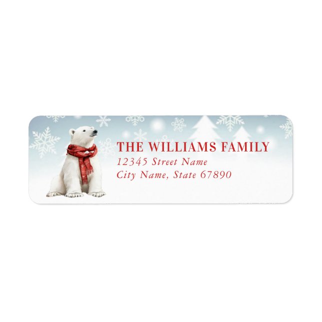 Étiquette Christmas Polar Bear Return Address Labels (Devant)