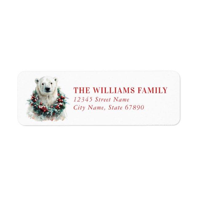 Étiquette Christmas Polar Bear Return Address Labels (Devant)