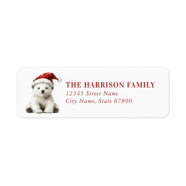 Étiquette Christmas Polar Bear Return Address Labels (Devant)