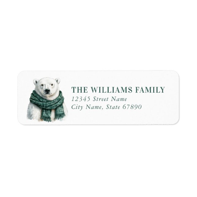 Étiquette Christmas Polar Bear Return Address Labels (Devant)