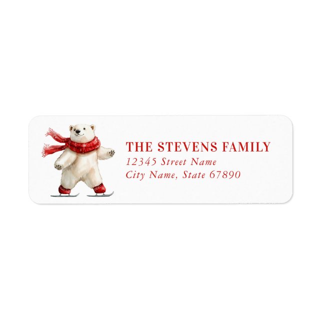Étiquette Christmas Polar Bear Return Address Labels (Devant)