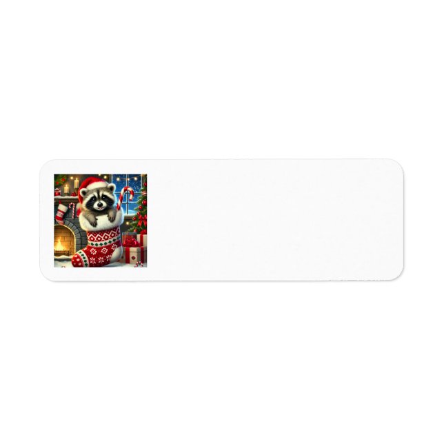Étiquette Christmas Raccoon Address Labels (Devant)