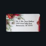 Étiquette Christmas Red & Silver Bells Adresse de retour Lab<br><div class="desc">Personnalisez votre nom et votre adresse en écriture noire avec un thème de Noël de cloches à feuillage persistant,  rouges et argentées. Cliquez sur "Personnaliser" pour modifier les couleurs et les styles de type.</div>