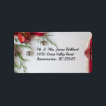 Étiquette Christmas Red & Silver Bells Adresse de retour Lab<br><div class="desc">Personnalisez votre nom et votre adresse en écriture noire avec un thème de Noël de cloches à feuillage persistant,  rouges et argentées. Cliquez sur "Personnaliser" pour modifier les couleurs et les styles de type.</div>