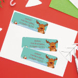 Étiquette Christmas Reindeer Return Address Labels<br><div class="desc">Cute little winter scene featuring happy reindeer and little house in a snowy field.</div>