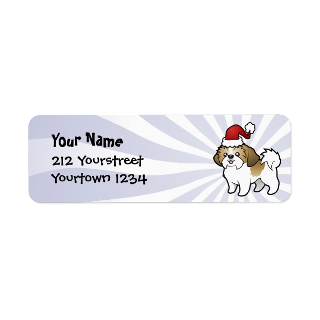 Étiquette Christmas Shih Tzu (chiot coupé) (Devant)