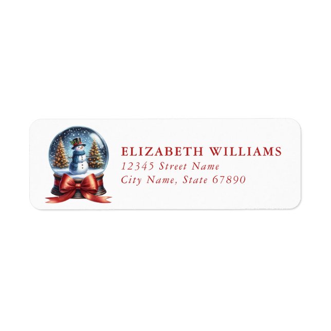 Étiquette Christmas Snow Globe Return Address Labels (Devant)