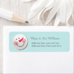 Étiquette Christmas Snowman Adresse de retour<br><div class="desc">Jolie étiquette d'adresse de retour avec une illustration de bonhomme de neige heureux.</div>