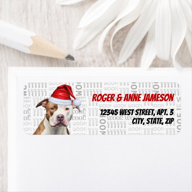 Étiquette Christmas Staffordshire Père Noël Chien Retour Adr (En situation)