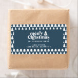 Étiquette Christmas tree blue modern holiday simple stylish<br><div class="desc">Christmas tree blue modern holiday simple stylish address labels</div>