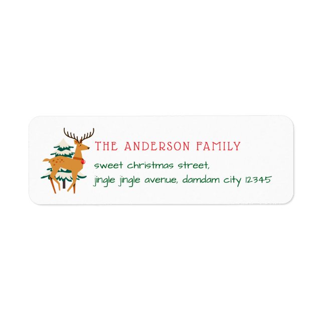 Étiquette Christmas Tree & Reindeer Simple Return Address (Devant)