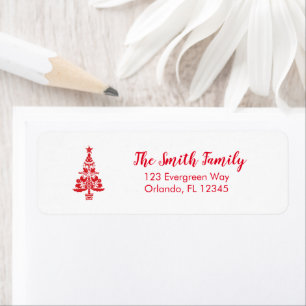 Étiquette Christmas Tree Swedish Illustration Nordic Address