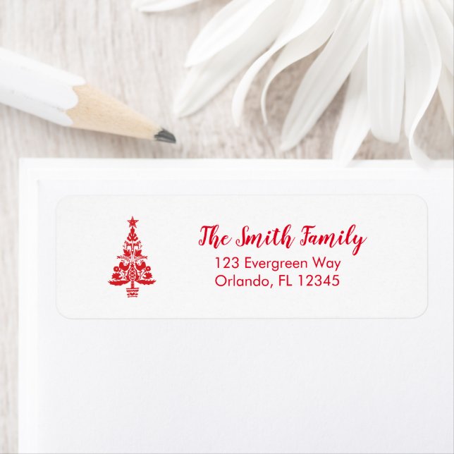 Étiquette Christmas Tree Swedish Illustration Nordic Address (En situation)
