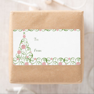 Étiquette Christmas TreeSnowflake Swirl Christmas Gifts Tags