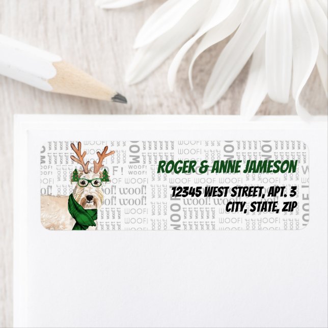 Étiquette Christmas Wheaten Terrier Adresse de l'Amoureux de (En situation)