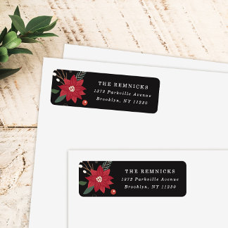 Étiquette Christmas Wreath Floral Holiday Address Label