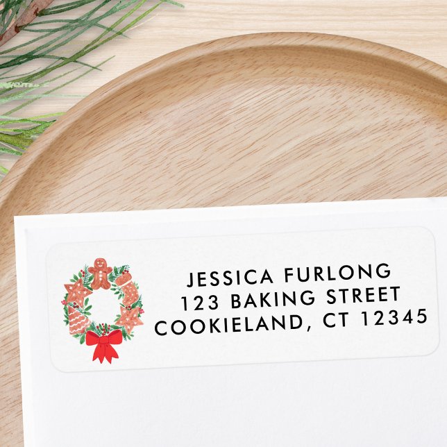 Étiquette Christmas Wreath Return Address  (Créateur téléchargé)