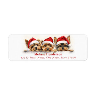 Étiquette Christmas Yorkshire Terrier Adresse de retour