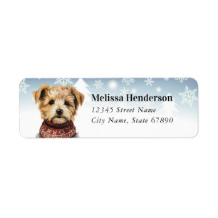Étiquette Christmas Yorkshire Terrier Adresse de retour