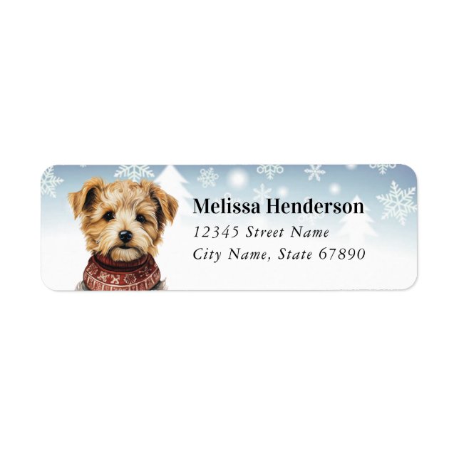 Étiquette Christmas Yorkshire Terrier Adresse de retour (Devant)