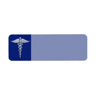 Étiquette Chrome comme Caduceus Symbole Médicale Navy Blue