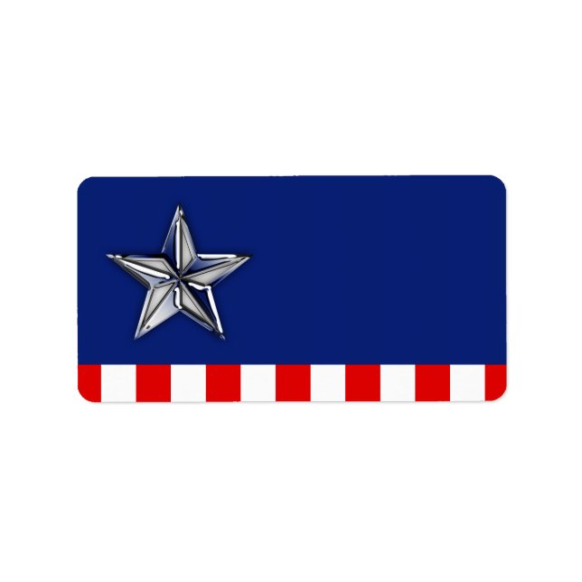 Étiquette Chrome Comme Silver Star Festive Couleurs patrioti (Devant)