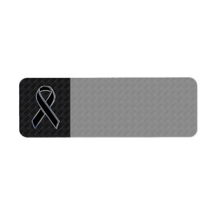 Étiquette Chrome Style Black Ribbon Awareness